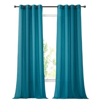 NICETOWN Semi Sheer Linen Ivory Curtains for Bedroom, W52xL84, 2 Panels