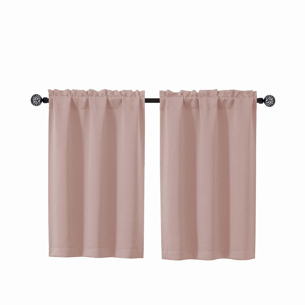 Gwine Black Tier Curtains 24 Inch Long 2 Panels for Kitchen