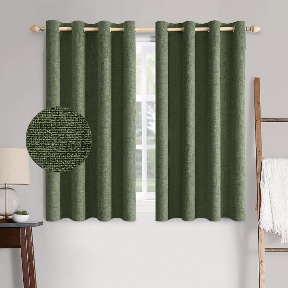 MIULEE 100% Blackout Linen Curtains for Bedroom 52x90 Inches Natural Beige