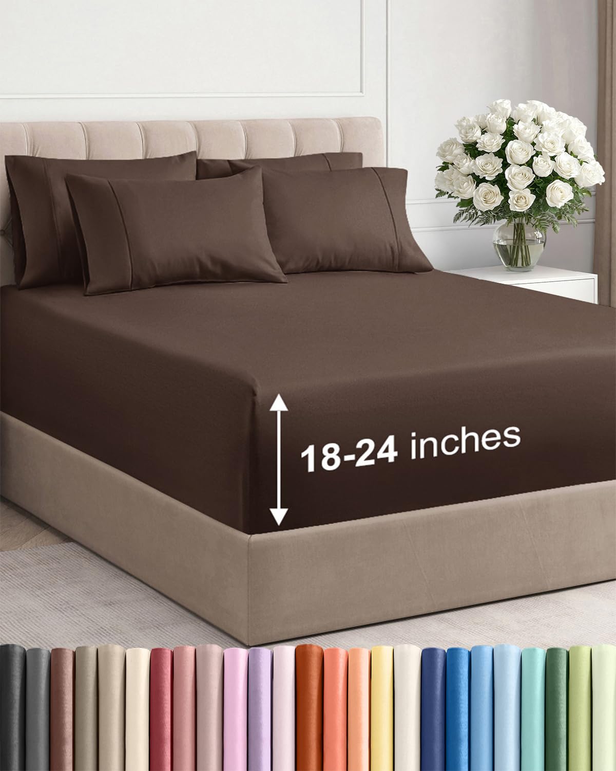 CGK Extra Deep King Sheet Set - 6pc Cooling Sheets - White