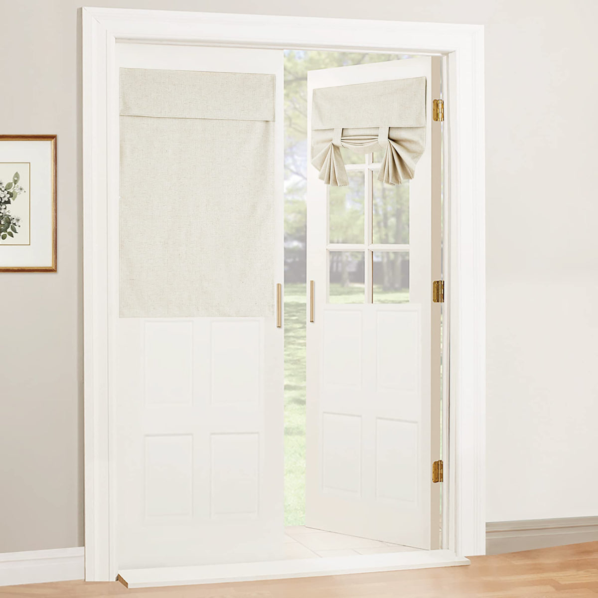 RYB HOME Blackout French Door Curtain, No Drill, W26 x L69, Black, 1 Panel