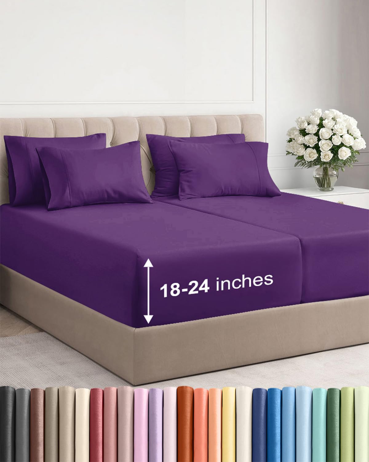 CGK Extra Deep King Sheet Set - 6pc Cooling Sheets - White