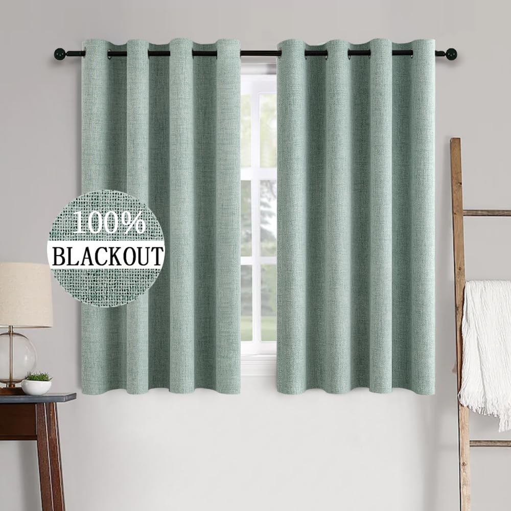MIULEE 100% Blackout Linen Curtains for Bedroom 52x90 Inches Natural Beige