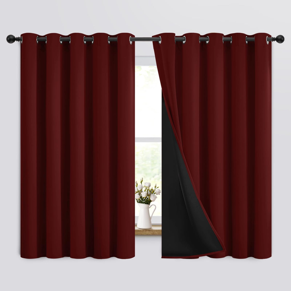 Yakamok Emerald Green Blackout Curtains 84 inches for Living Room, 52" Wide