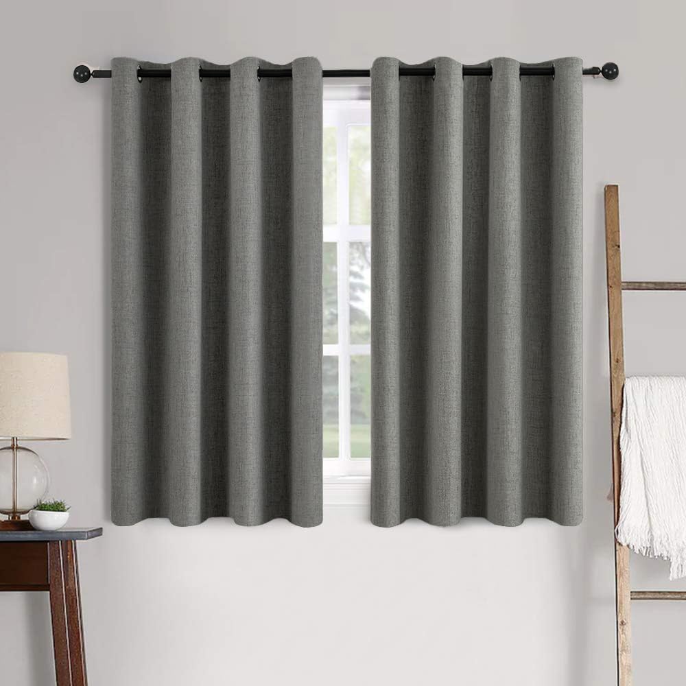 MIULEE 100% Blackout Linen Curtains for Bedroom 52x90 Inches Natural Beige