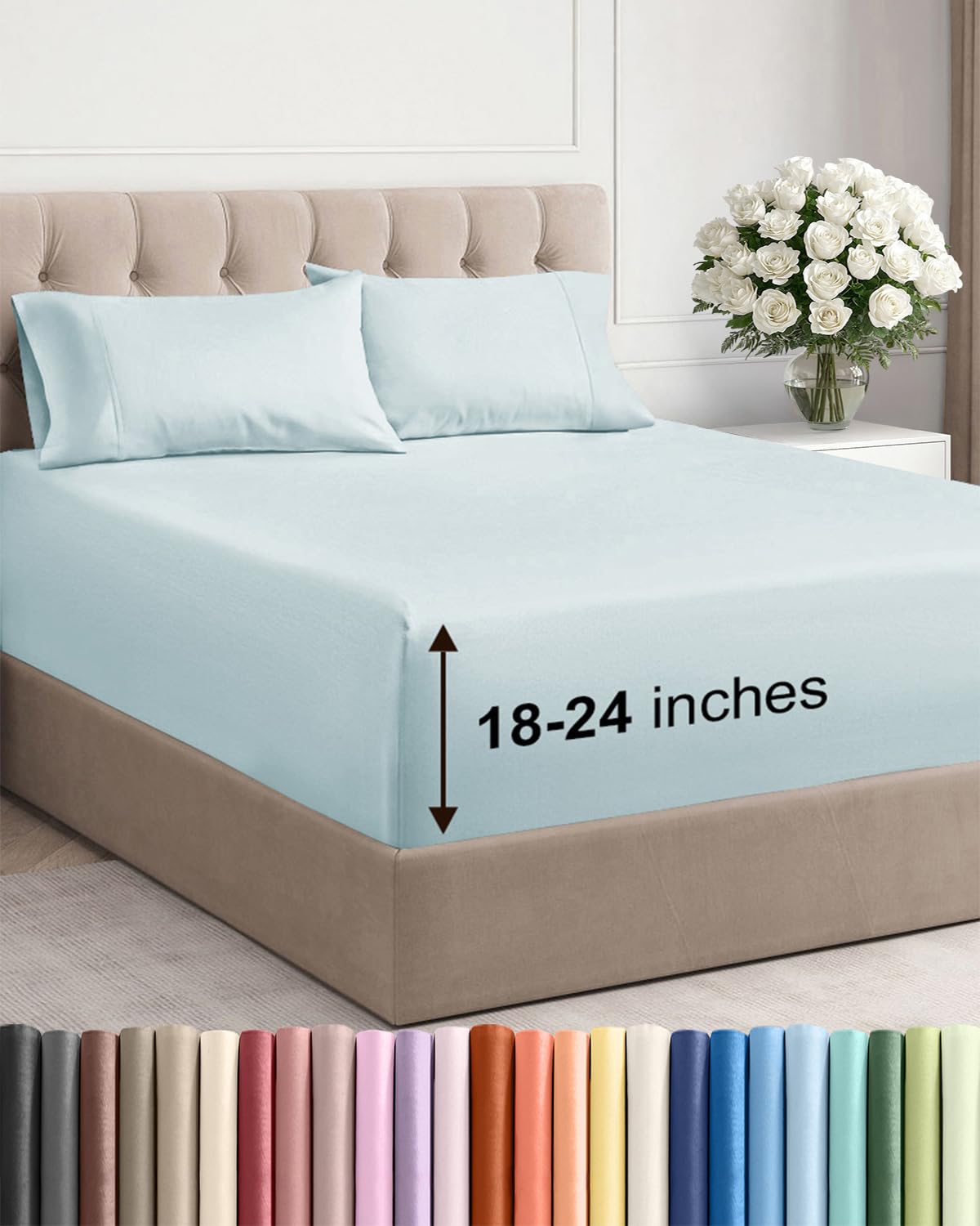 CGK Extra Deep King Sheet Set - 6pc Cooling Sheets - White