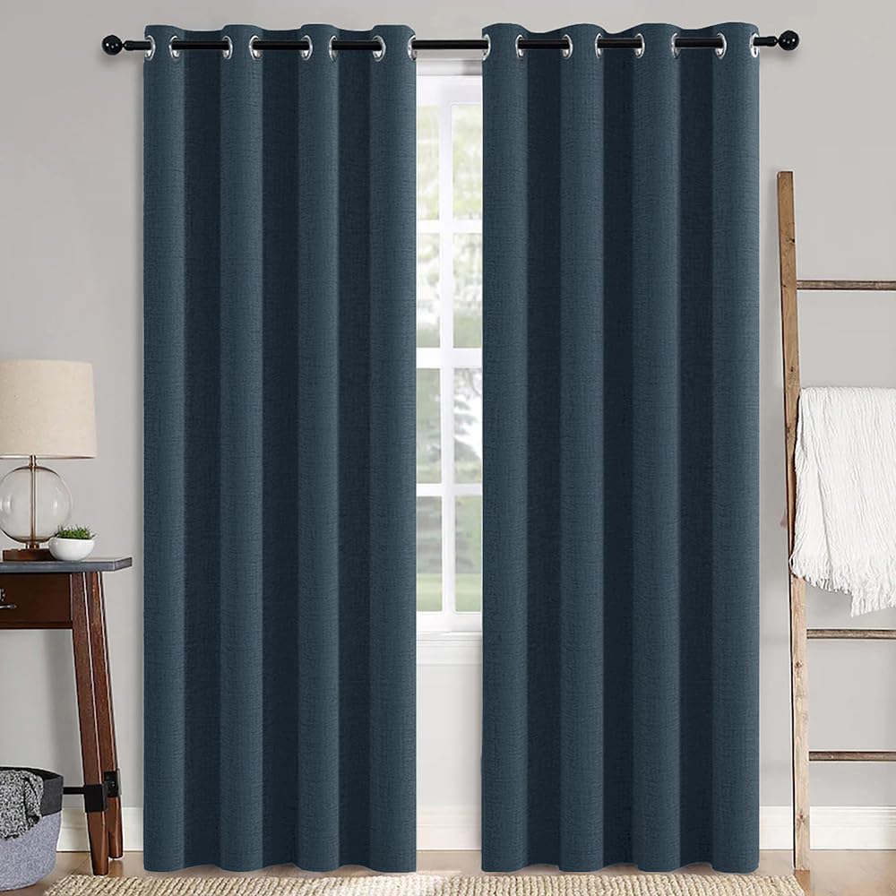 MIULEE 100% Blackout Linen Curtains for Bedroom 52x90 Inches Natural Beige