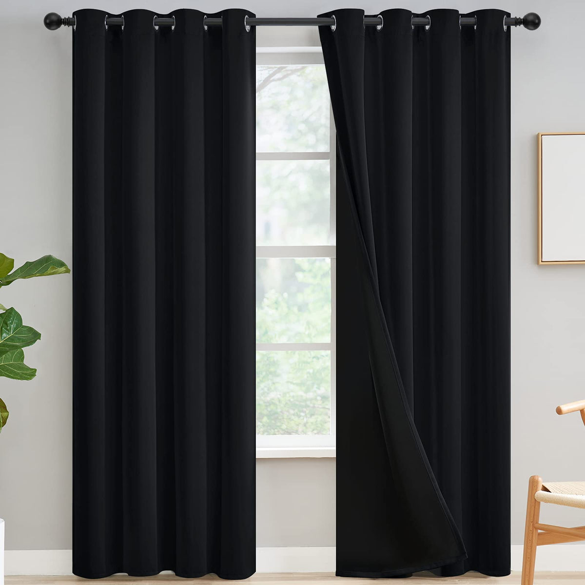 Yakamok Emerald Green Blackout Curtains 84 inches for Living Room, 52" Wide