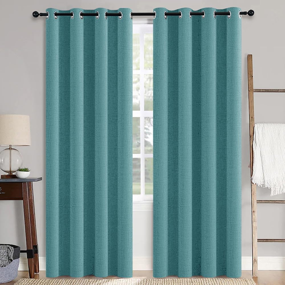 MIULEE 100% Blackout Linen Curtains for Bedroom 52x84 Inches Natural Beige