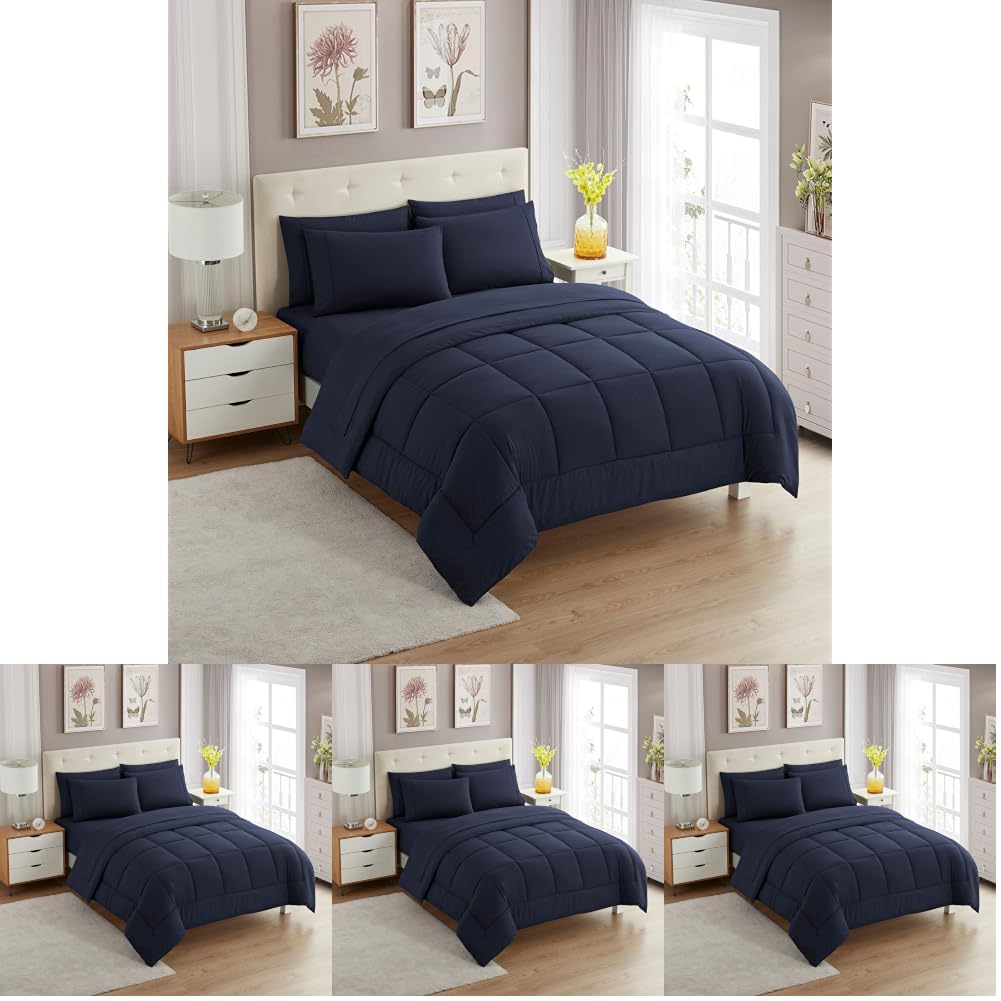 Full Size Comforter Set with Sheets - 7-Piece Bedding Collection - 1 Comforter, 1 Fitted Sheet, 1 Flat, 4 Pillowcases - Deep Pocket - Soft & Breathable Premium Quality - Ideal for All Seasons, Gray