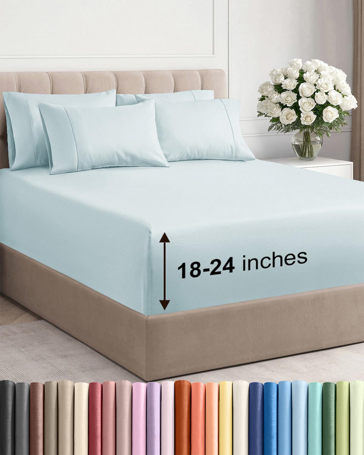 CGK Extra Deep King Sheet Set - 6pc Cooling Sheets - White
