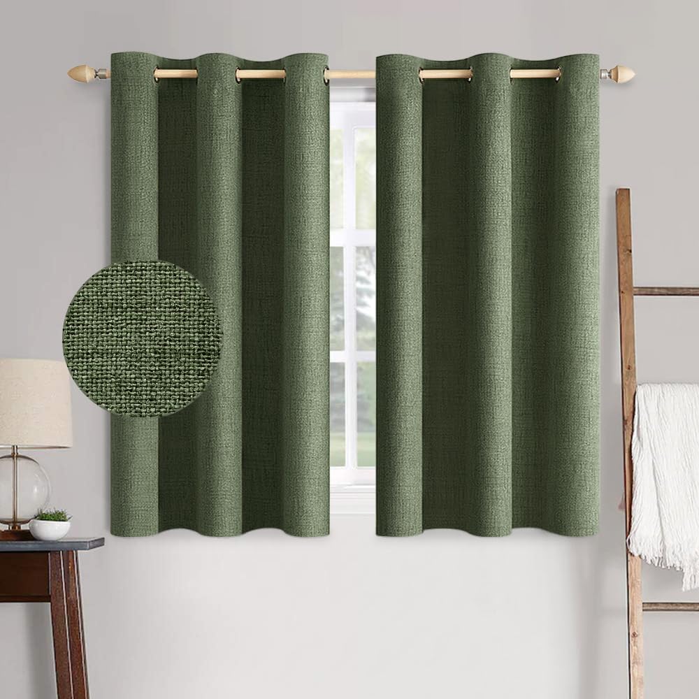 MIULEE 100% Blackout Linen Curtains for Bedroom 52x84 Inches Natural Beige