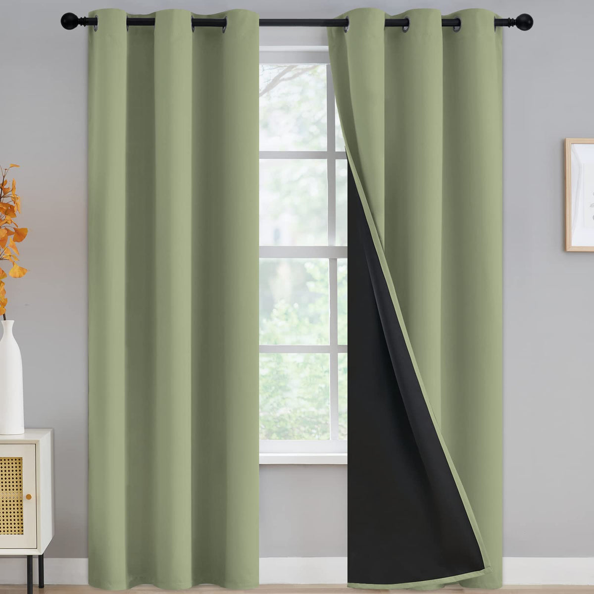 Yakamok Emerald Green Blackout Curtains 84 inches for Living Room, 52" Wide
