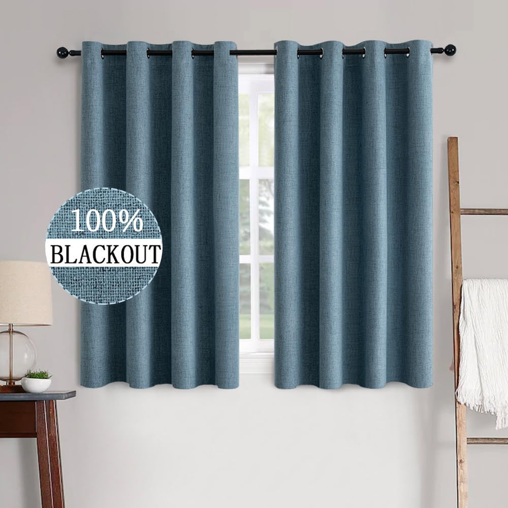 MIULEE 100% Blackout Linen Curtains for Bedroom 52x90 Inches Natural Beige
