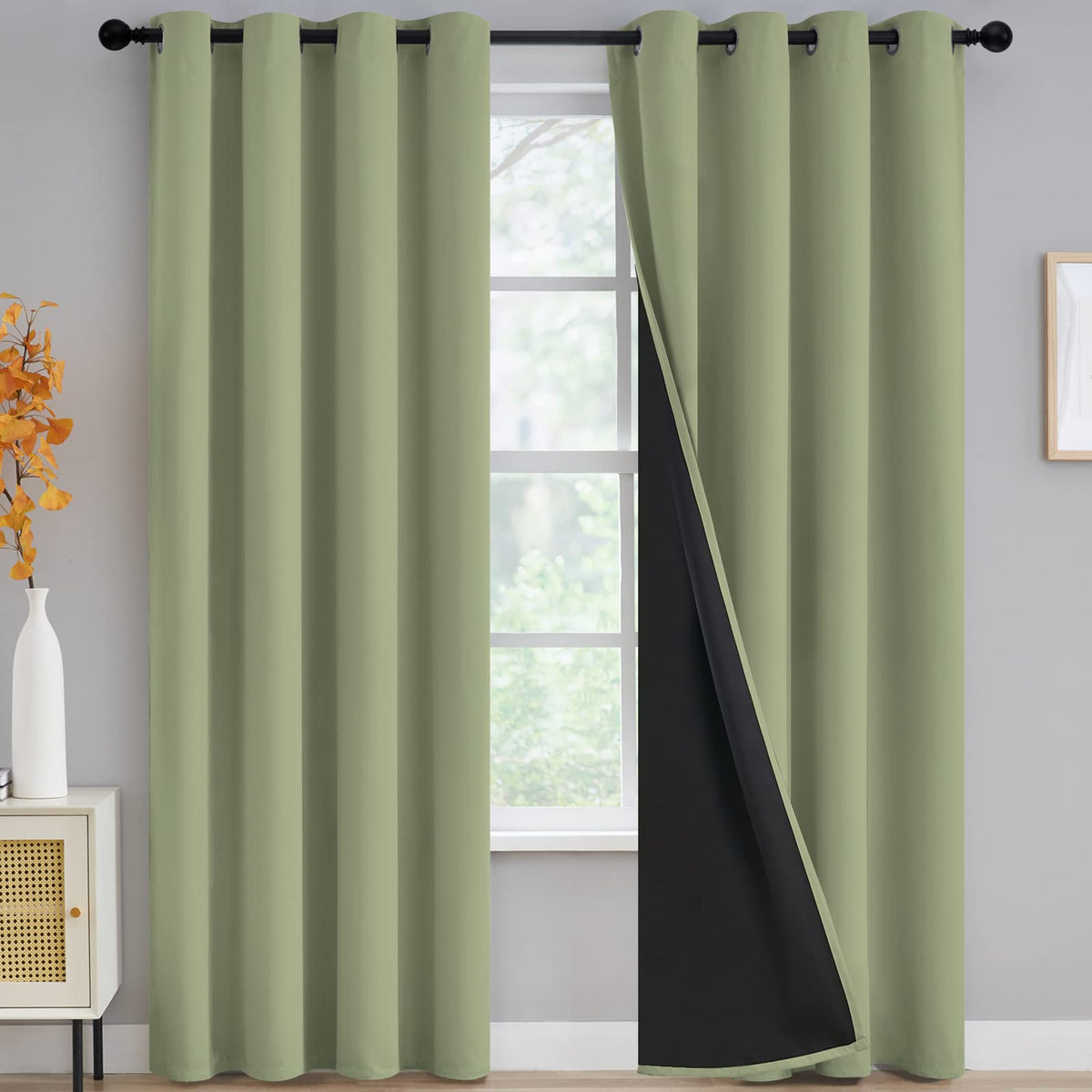 Yakamok Emerald Green Blackout Curtains 84 inches for Living Room, 52" Wide