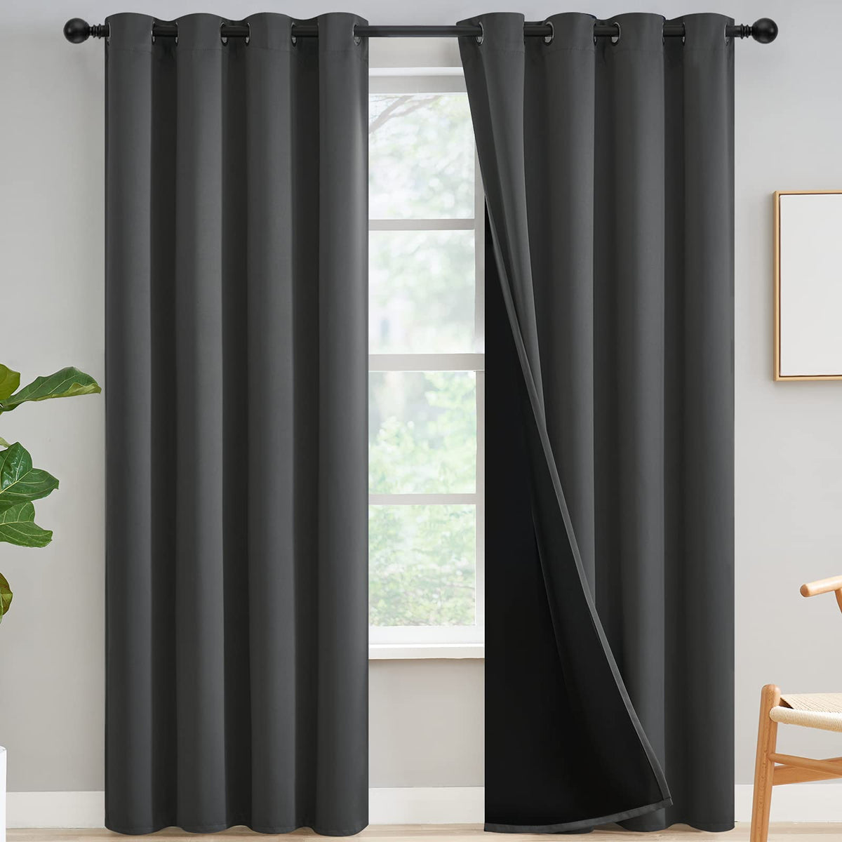 Yakamok Emerald Green Blackout Curtains 84 inches for Living Room, 52" Wide