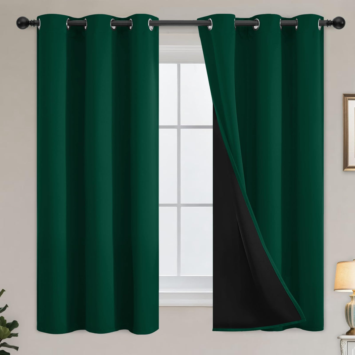 Yakamok Emerald Green Blackout Curtains 84 inches for Living Room, 52" Wide