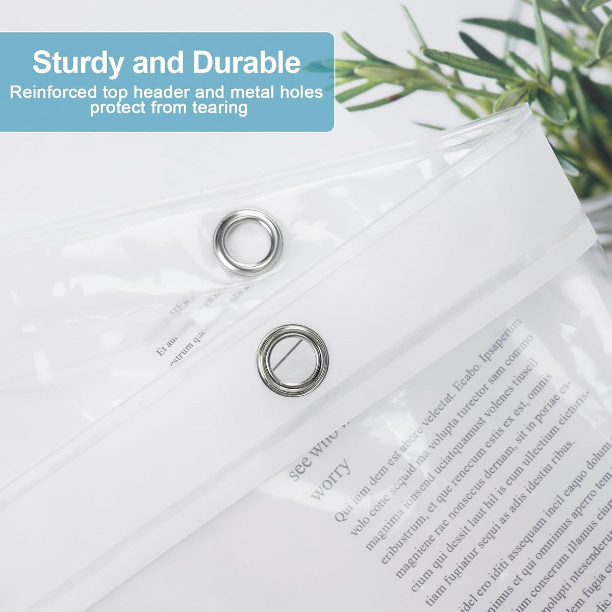 EurCross Clear Shower Curtain Liner Short Length 68 inches with 5 Magnets, Waterproof PVC-Free 9G Heavy Duty PEVA Shorter Transparent Shower Curtain 72 x 68 inch Without Hooks