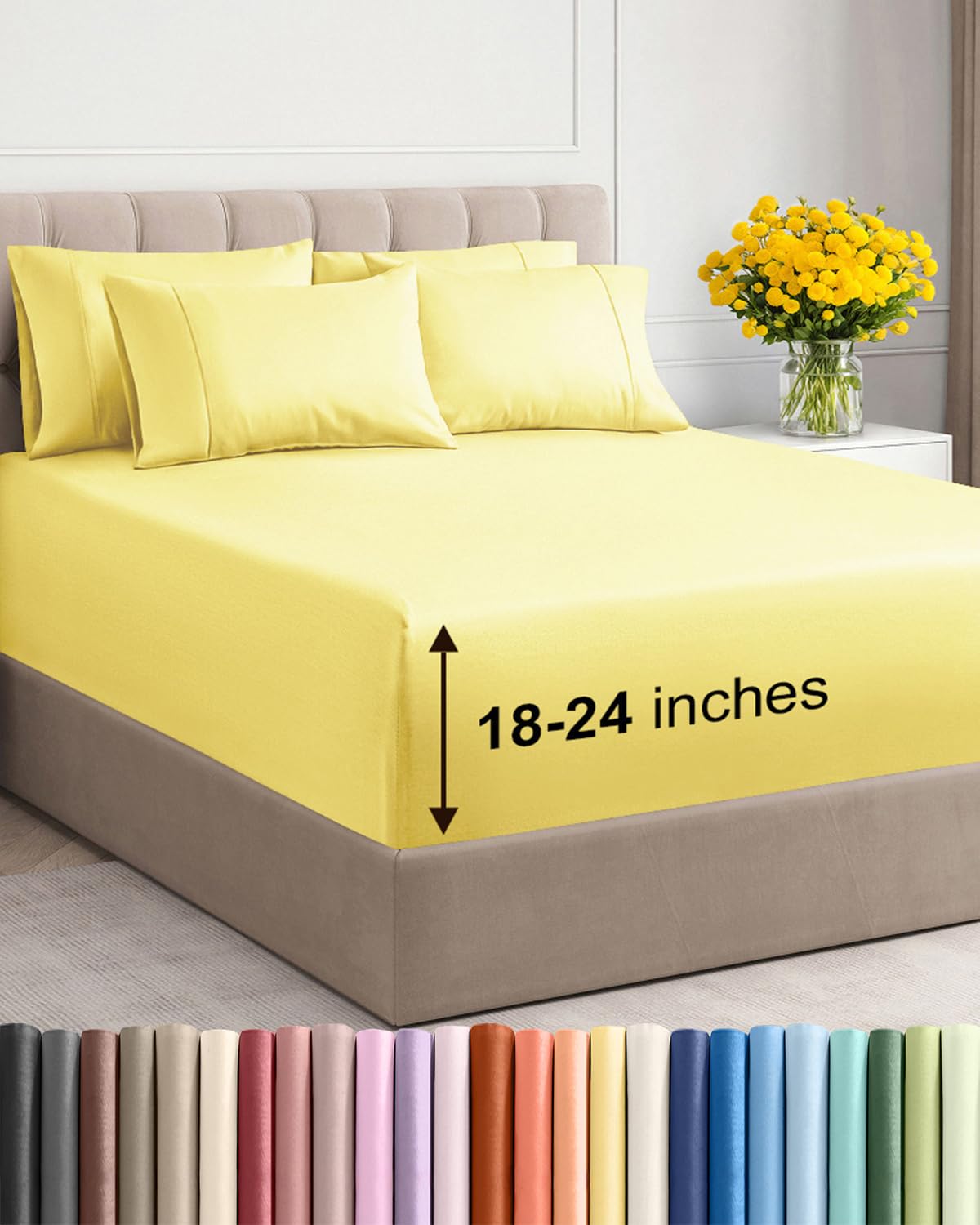 CGK Extra Deep King Sheet Set - 6pc Cooling Sheets - White