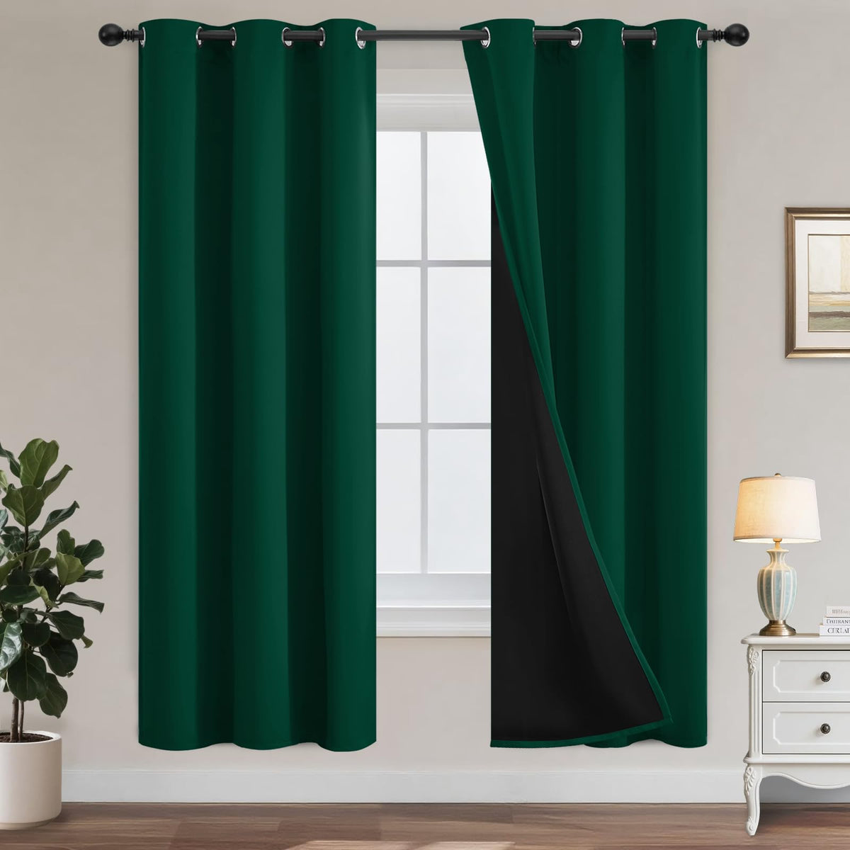 Yakamok Emerald Green Blackout Curtains 84 inches for Living Room, 52" Wide