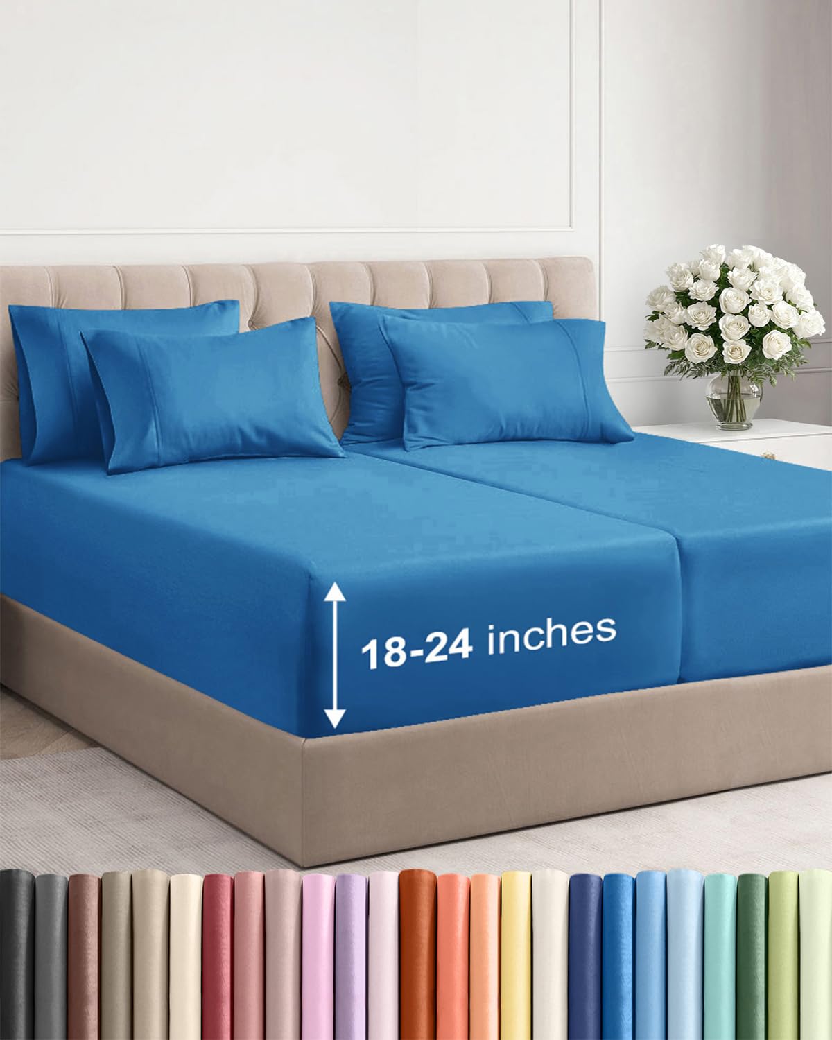 CGK Extra Deep King Sheet Set - 6pc Cooling Sheets - White