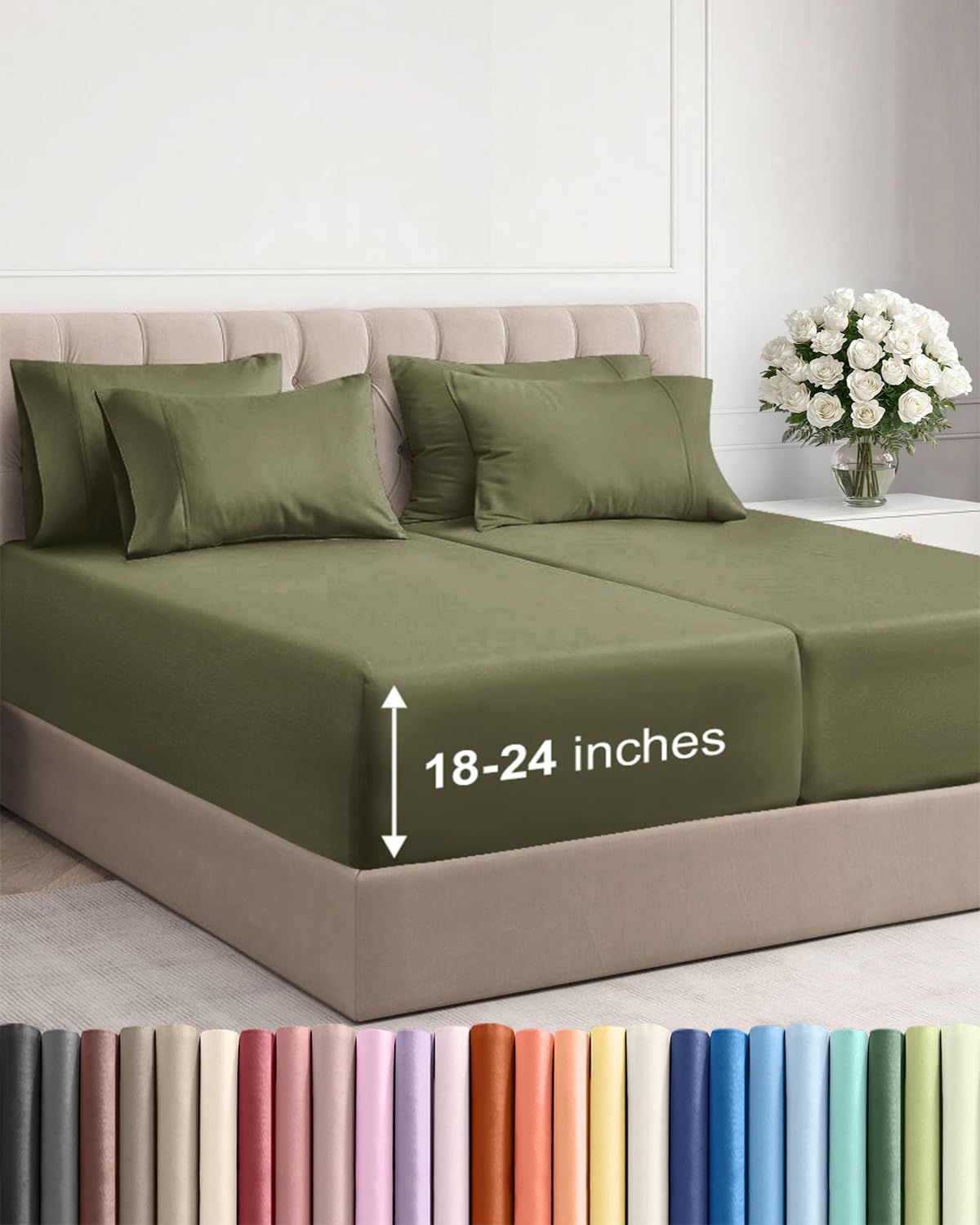 CGK Extra Deep King Sheet Set - 6pc Cooling Sheets - White