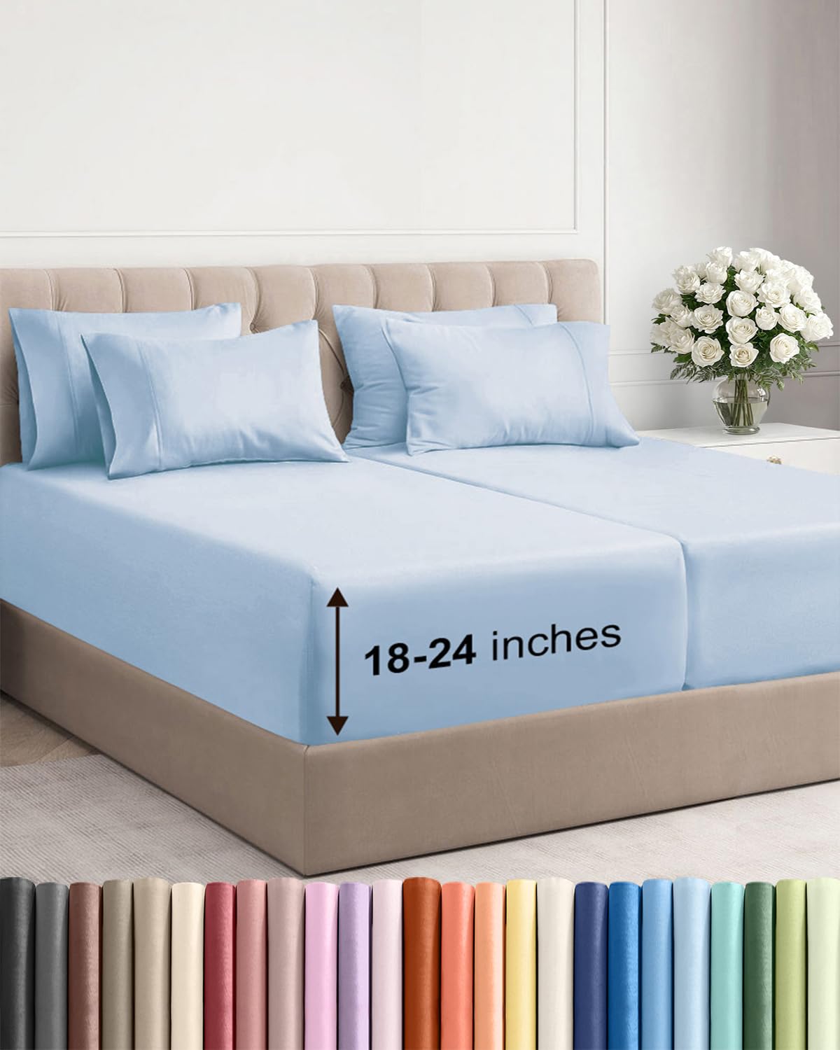 CGK Extra Deep King Sheet Set - 6pc Cooling Sheets - White