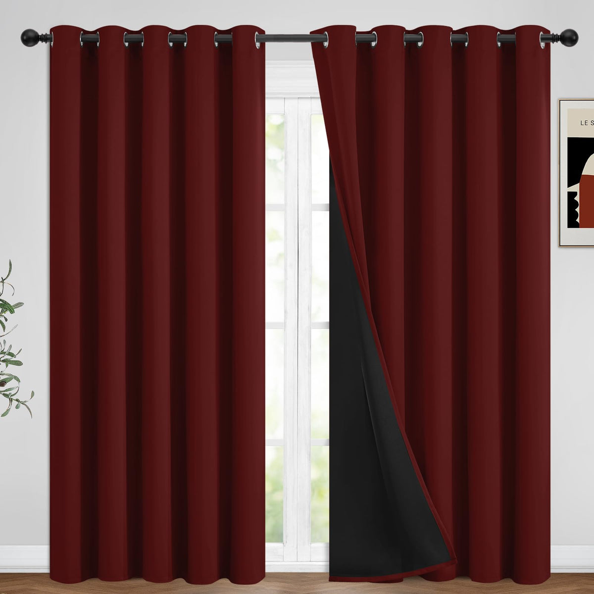 Yakamok Emerald Green Blackout Curtains 84 inches for Living Room, 52" Wide