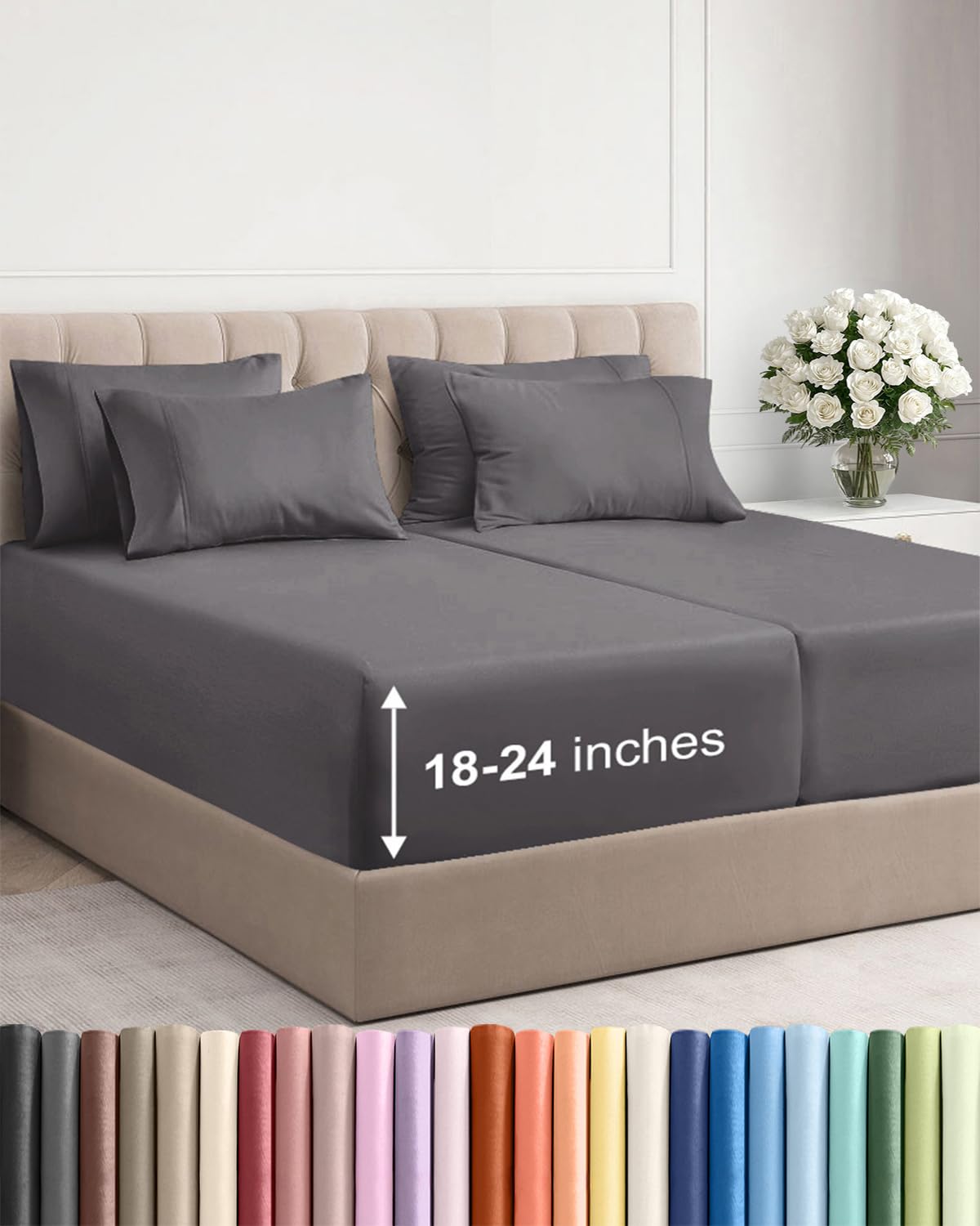 CGK Extra Deep King Sheet Set - 6pc Cooling Sheets - White