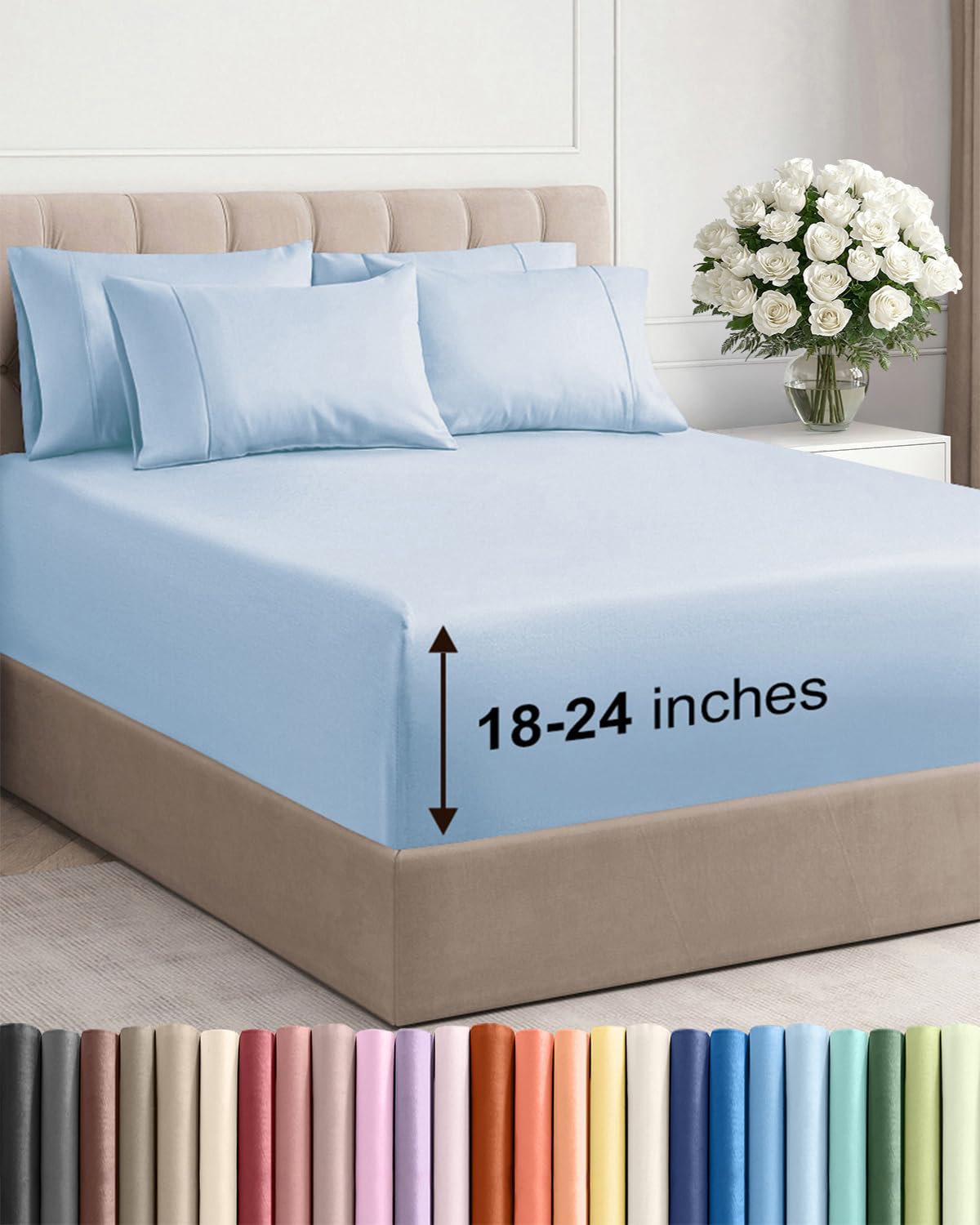 CGK Extra Deep King Sheet Set - 6pc Cooling Sheets - White