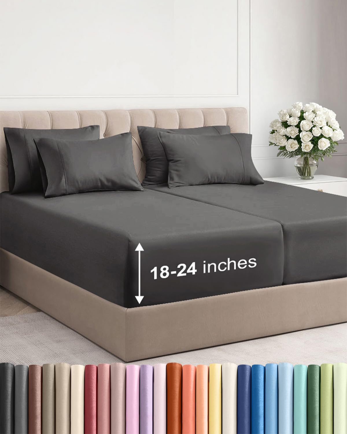 CGK Extra Deep King Sheet Set - 6pc Cooling Sheets - White