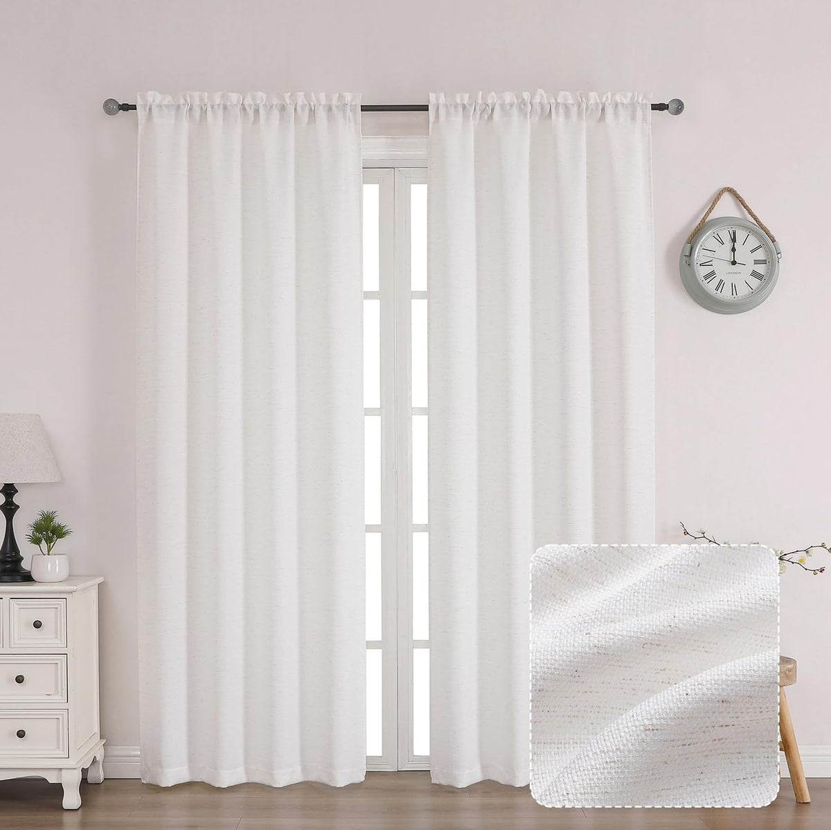 Chyhomenyc 2 Panels White Kitchen Curtains 36 Inch Length Tier Curtain
