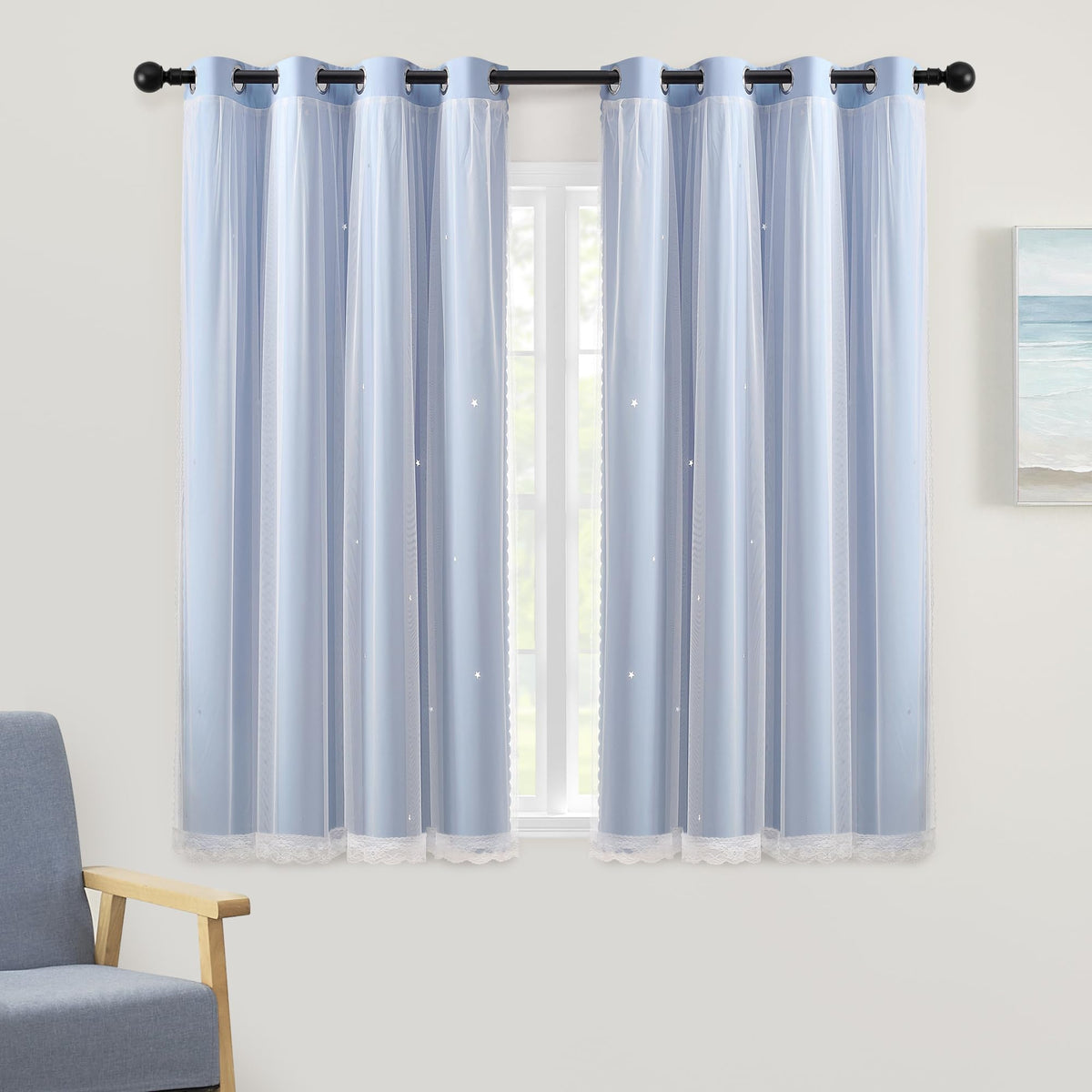 XiDi Blackout Curtains for Girls Bedroom Decor Pink Kids Rainbow Curtains