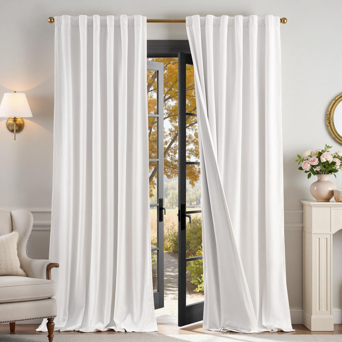 Lazzzy Blackout Curtains Thermal Insulated Curtains Room Window Drapes Super Soft Luxury Curtains for Living Room Bedroom Rod Pocket 2 Panels, 96 Inch Lined | Beige