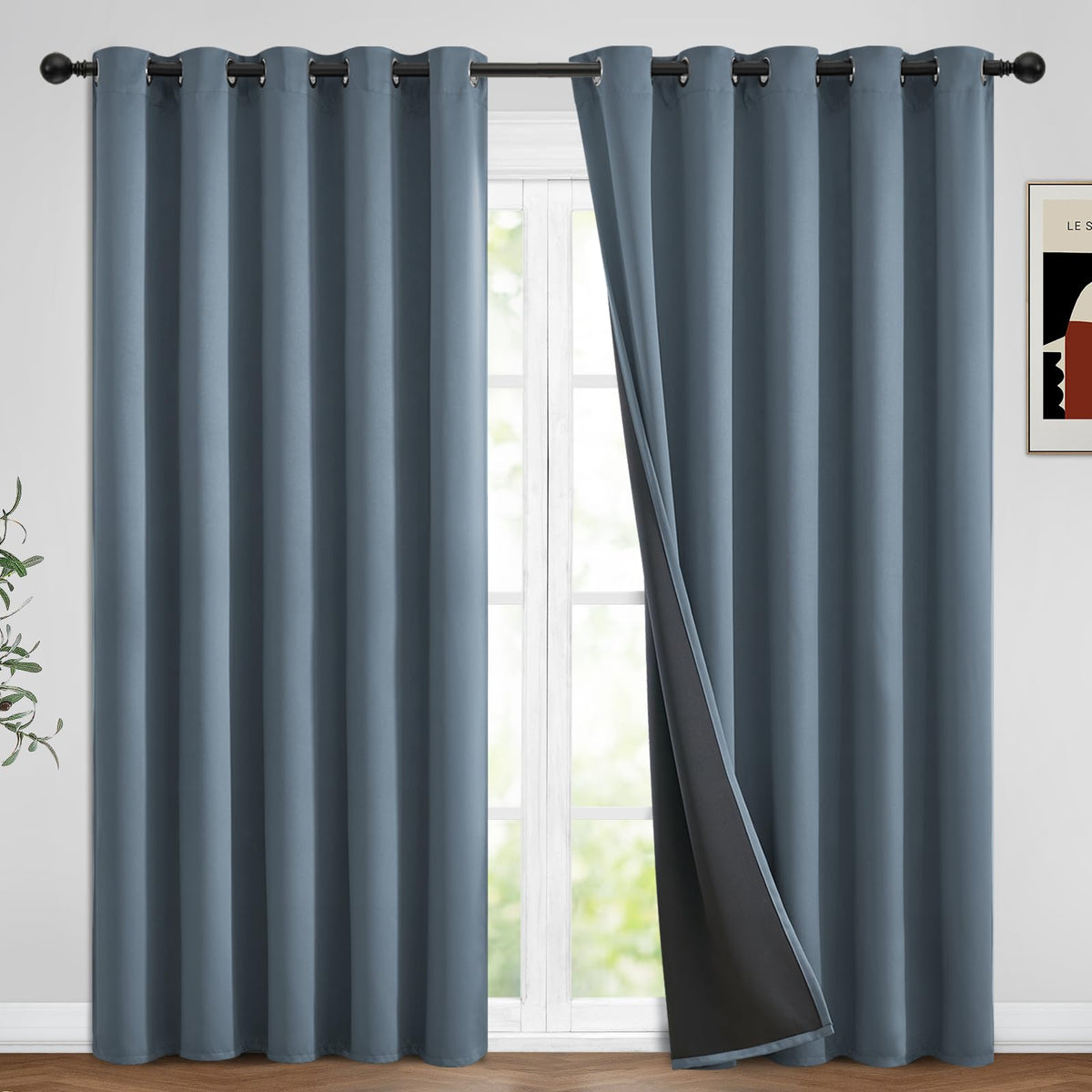 Yakamok Emerald Green Blackout Curtains 84 inches for Living Room, 52" Wide