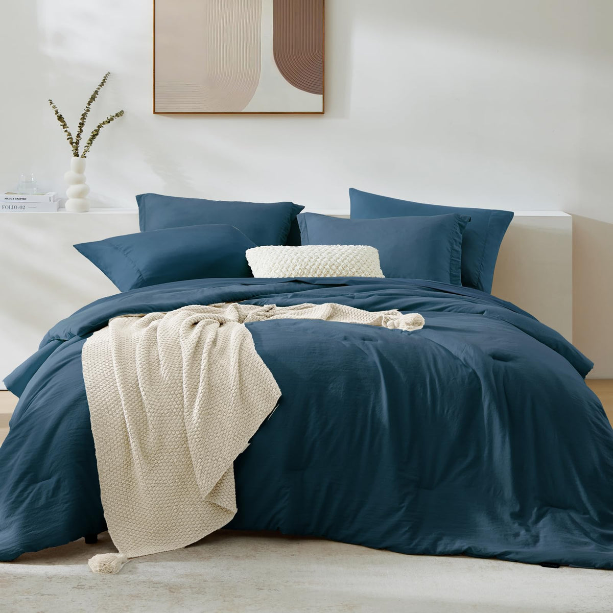 Full Size Comforter Sets-7 Pieces Ultra Soft Bed in a Bag Full Bedding Sets
