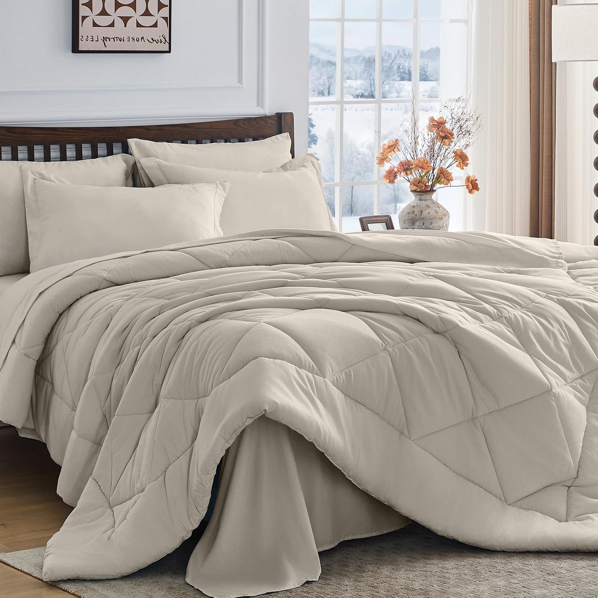 HEVUMYI 7-Piece Full Comforter Set, Dark Grey Bed in a Bag