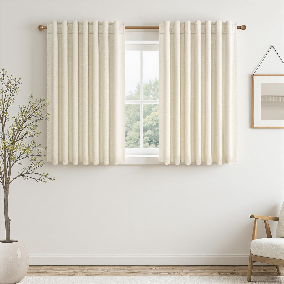 Topfinel Cream Linen Blackout Curtains 84 Inch Long for Bedroom Living Room, Ivory Pinch Pleat Back Tab Full Blackout Drapes Farmhouse Boho Curtains for Window, White Neutral Curtains 52" X 84" 7 FT