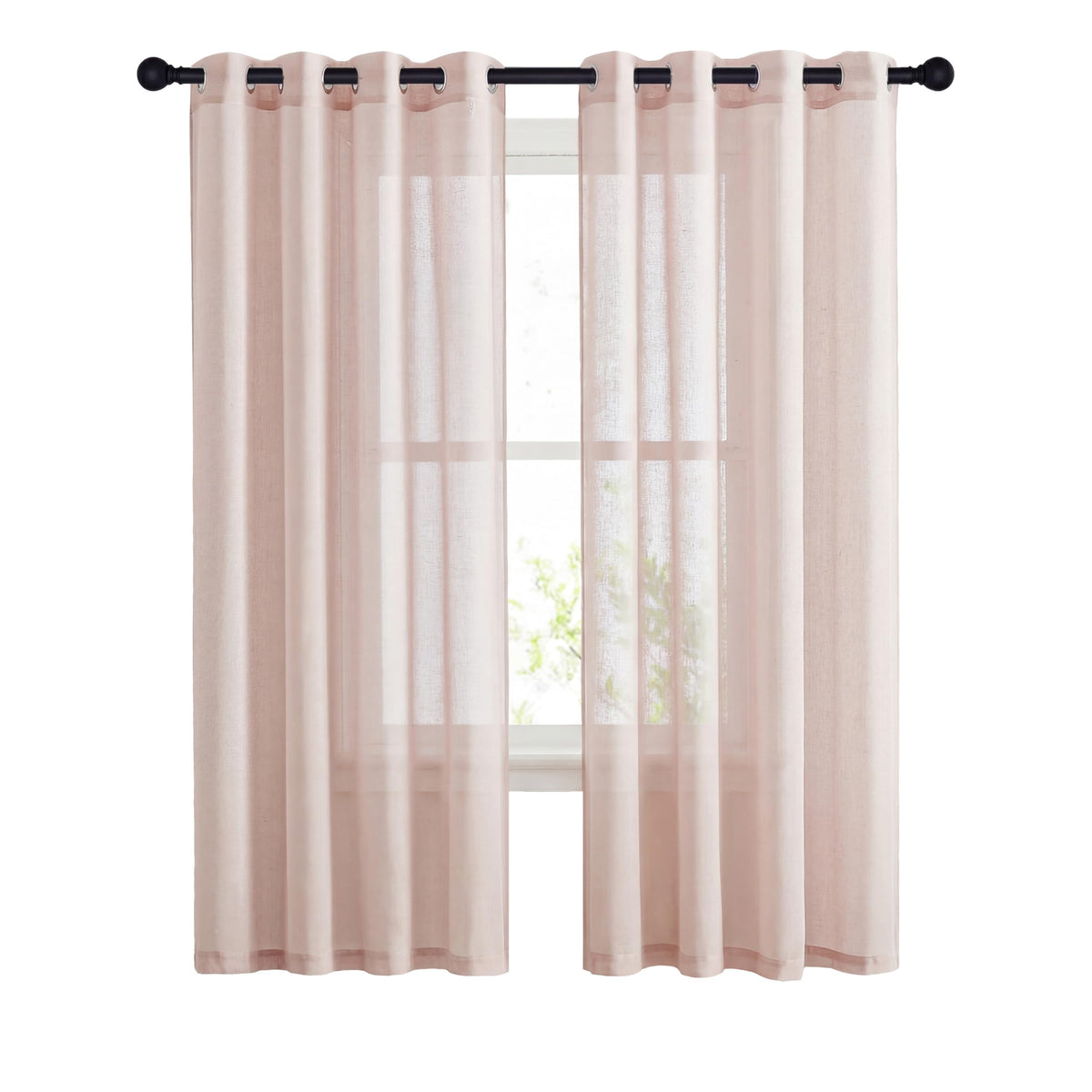 NICETOWN Semi Sheer Linen Ivory Curtains for Bedroom, W52xL84, 2 Panels