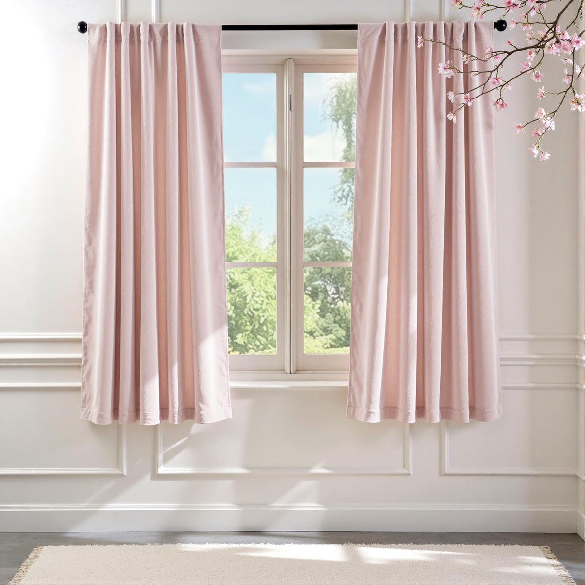 Lazzzy Blackout Curtains Thermal Insulated Curtains Room Window Drapes Super Soft Luxury Curtains for Living Room Bedroom Rod Pocket 2 Panels, 96 Inch Lined | Beige