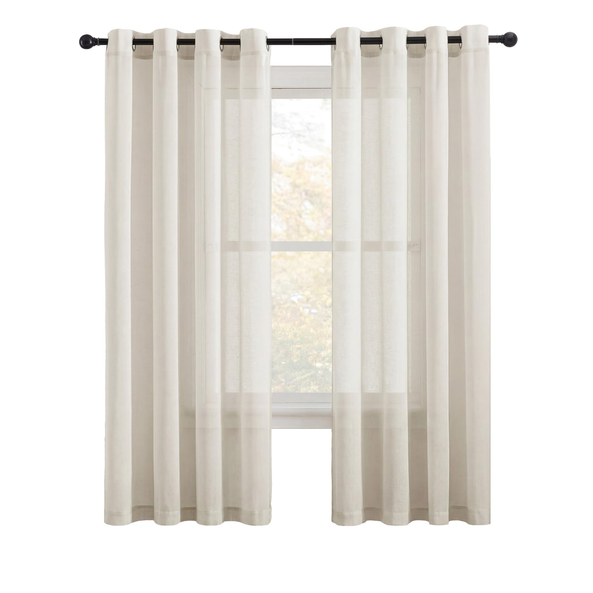 NICETOWN Semi Sheer Linen Ivory Curtains for Bedroom, W52xL84, 2 Panels