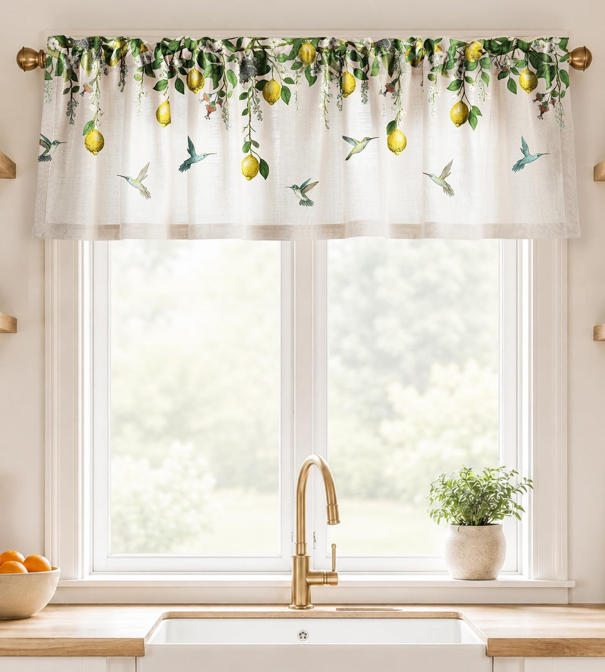 Miss Adola 36 Inch Length Kitchen Tier Curtains Pumpkin Leaf Cafe Curtains