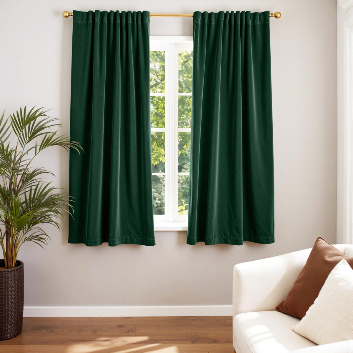 Lazzzy Blackout Curtains Thermal Insulated Curtains Room Window Drapes Super Soft Luxury Curtains for Living Room Bedroom Rod Pocket 2 Panels, 96 Inch Lined | Beige