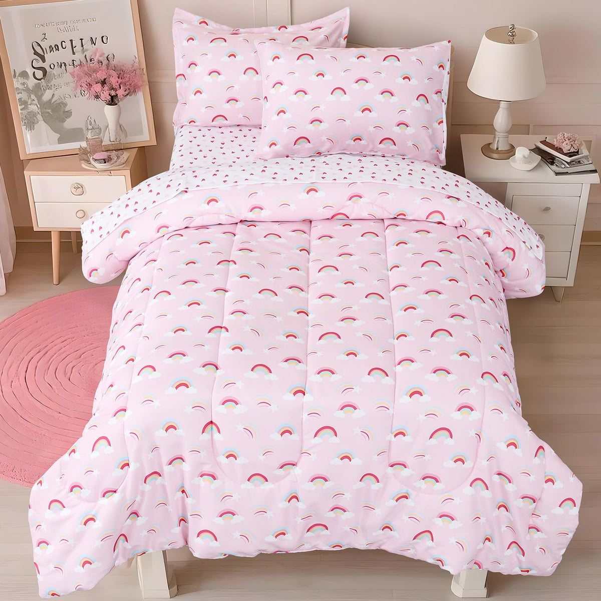 david's kids 4 Piece Toddler Bedding Set - Soft Breathable Toddler Bedding Set for Boys Girls, Includes Quilted Comforter, Flat Sheet, Fitted Sheet and Pillowcase, Dinosaur Navy