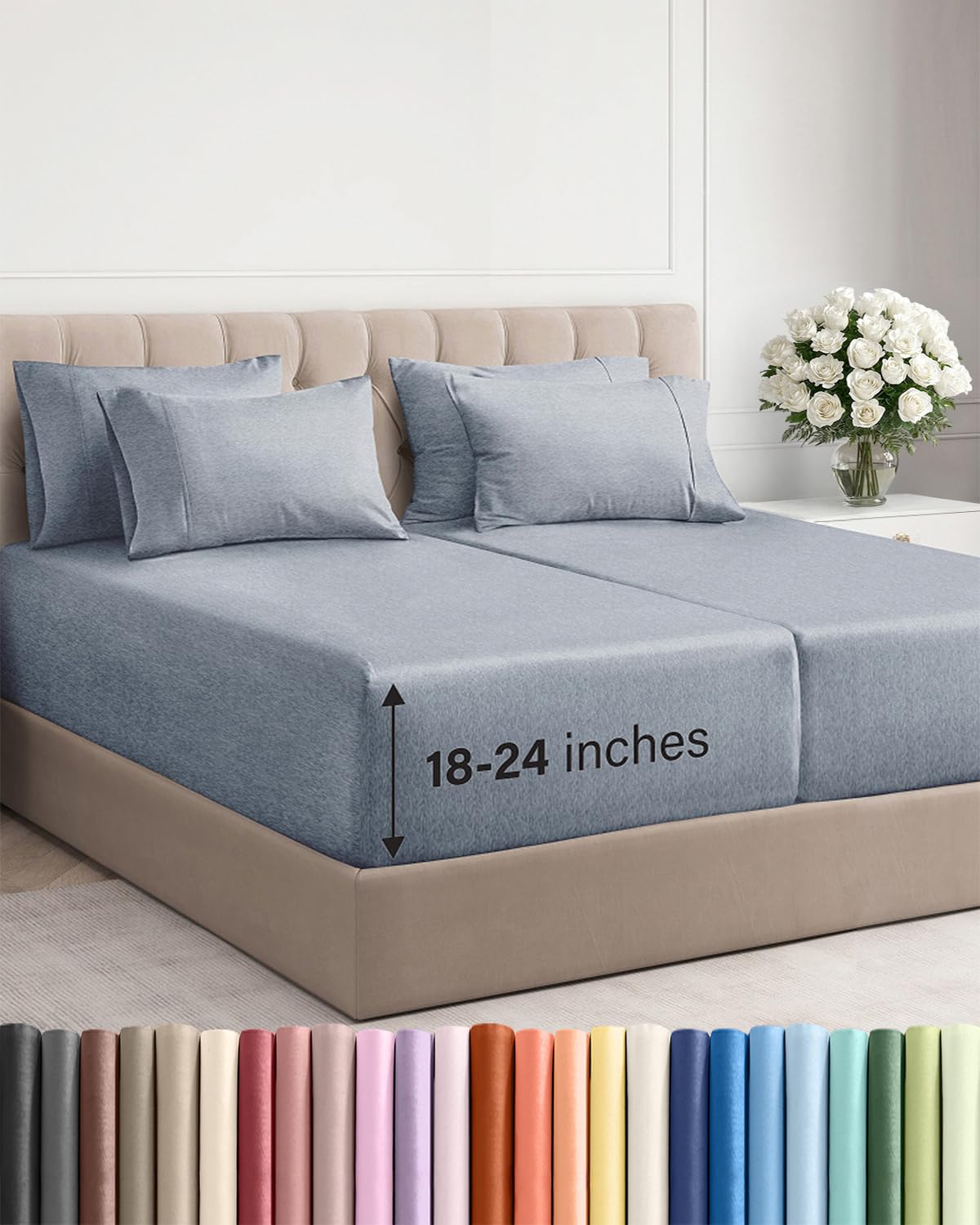 CGK Extra Deep King Sheet Set - 6pc Cooling Sheets - White