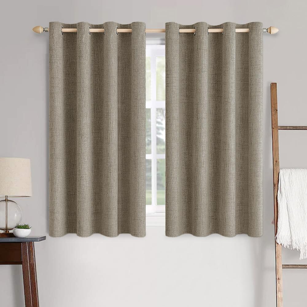 MIULEE 100% Blackout Linen Curtains for Bedroom 52x90 Inches Natural Beige