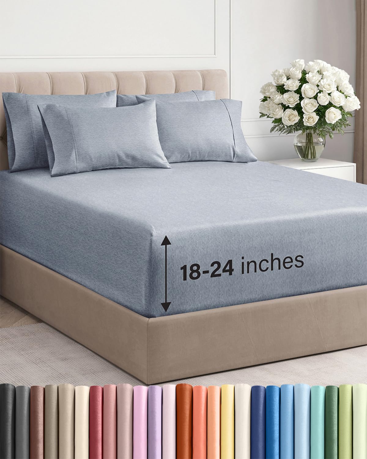 CGK Extra Deep King Sheet Set - 6pc Cooling Sheets - White