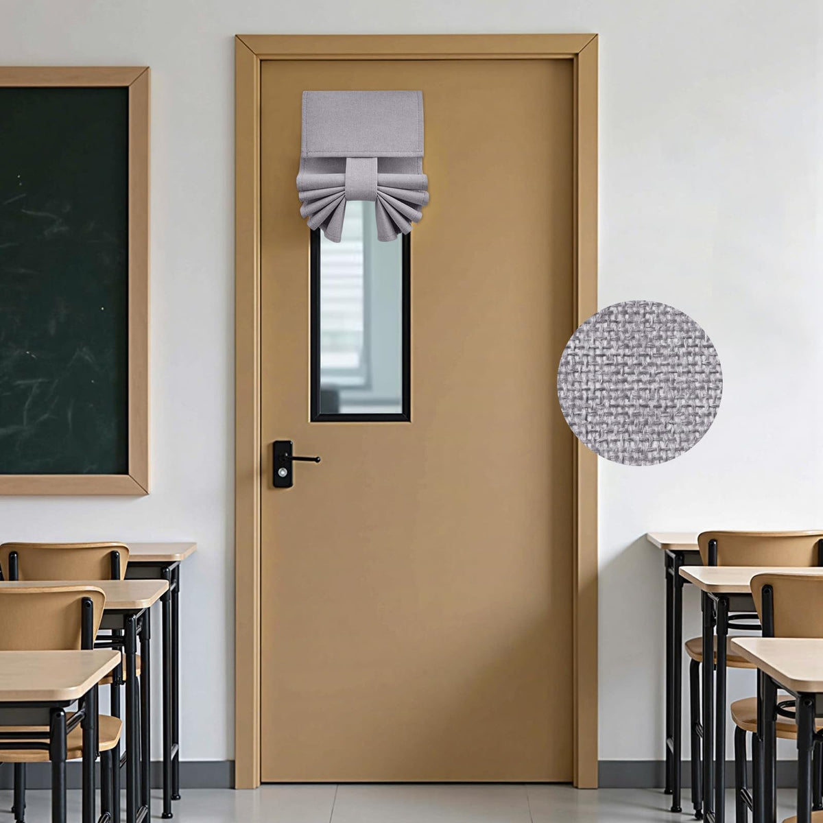 HOMEIDEAS 100% Blackout Linen Door Curtains for French Door 26x68 Inch