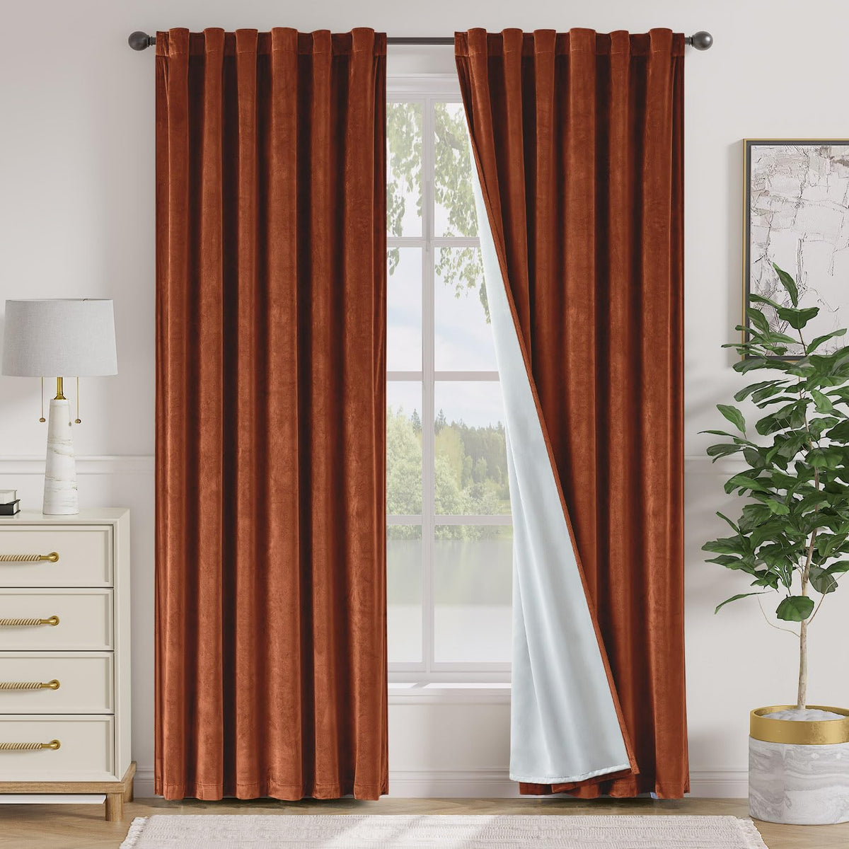 Lazzzy Blackout Curtains Thermal Insulated Curtains Room Window Drapes Super Soft Luxury Curtains for Living Room Bedroom Rod Pocket 2 Panels, 96 Inch Lined | Beige