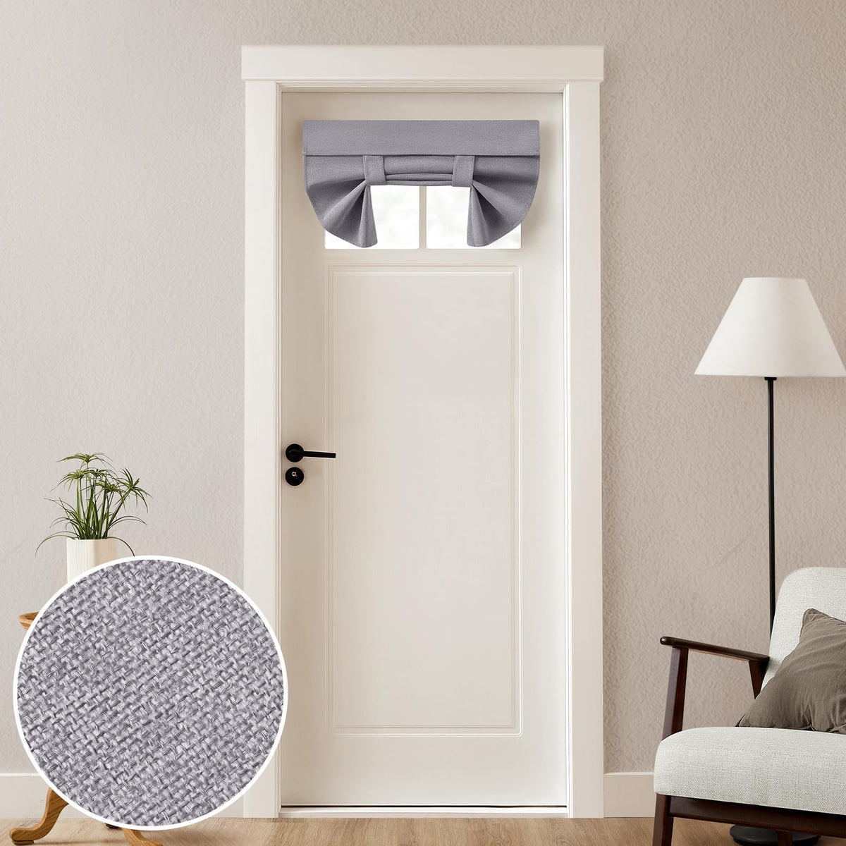 HOMEIDEAS 100% Blackout Linen Door Curtains for French Door 26x68 Inch